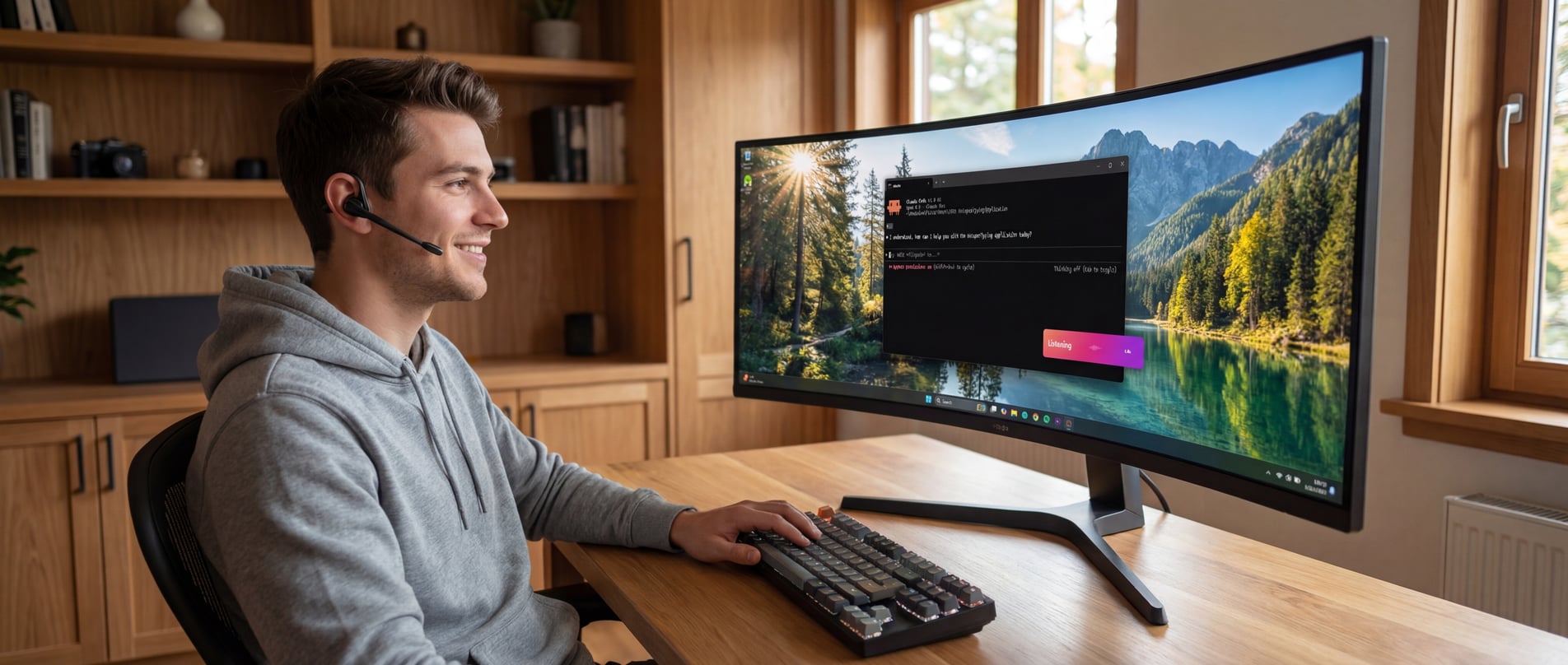 Developer die spraakdicteren gebruikt met Claude Code